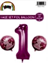 1 Rakam Folyo Balon Set Pembe