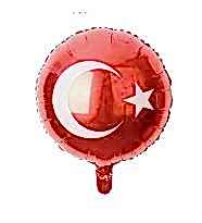 18 İnc Yuvarlak Ay Yıldız Baskılı Folyo Balon