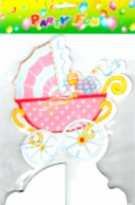 Bebek Arabası Orta Süs Pembe-Mavi