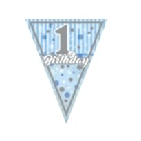 Birthday 1 Yaş Bayrak Set (MAVİ)