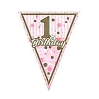 Birthday 1 Yaş Bayrak Set (PEMBE)