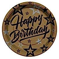 Happy Bırthday Golden Stars Tabak