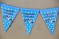 Hoşgeldin Bebeğim Mavi Puantiyeli Bayrak