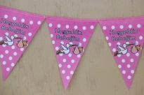 Hoşgeldin Bebeğim Pembe Puantiyeli Bayrak