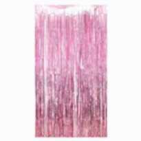 Metalize Saçak Perde Pembe