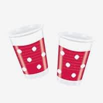 Puantiyeli Kırmızı Plastik Bardak