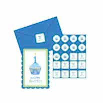 Sweet Little Cupcake Boy Davetiye, Sticker & Zarf