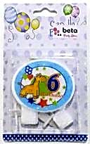 Yuvarlak Üstü Yazılı 6 Yaş Mavi Mum