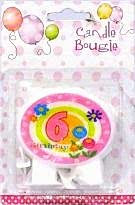 Yuvarlak Üstü Yazılı 6 Yaş Pembe Mum