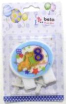 Yuvarlak Üstü Yazılı 8 Yaş Mavi Mum