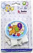 Yuvarlak Üstü Yazılı 9 Yaş Mavi Mum